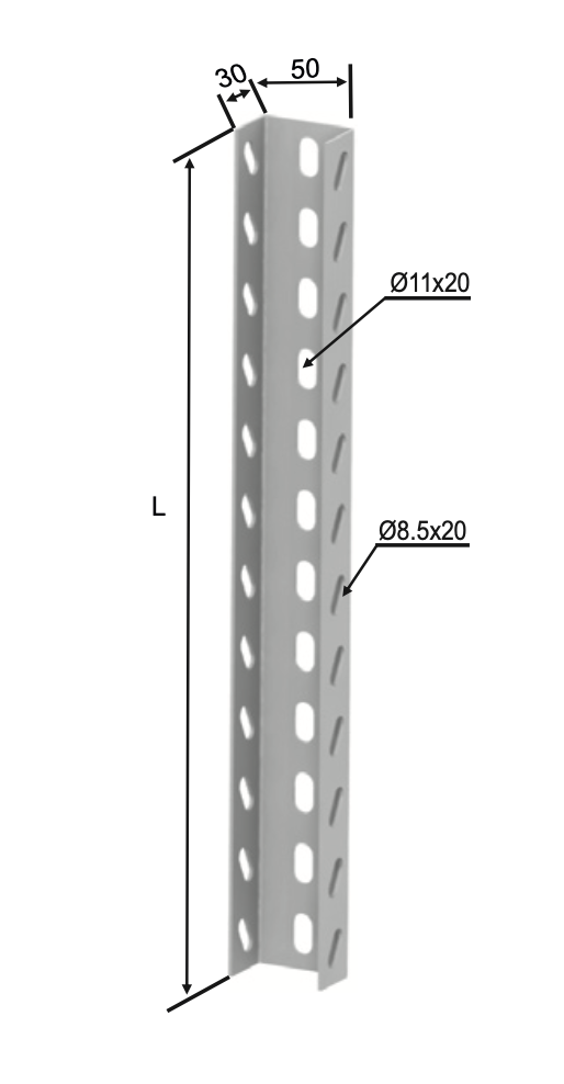 U TİPİ PROFİL  (( 30x50x30 )) (( L:3000mm )) 1,5mm SERİSİ PREGALVANİZ
