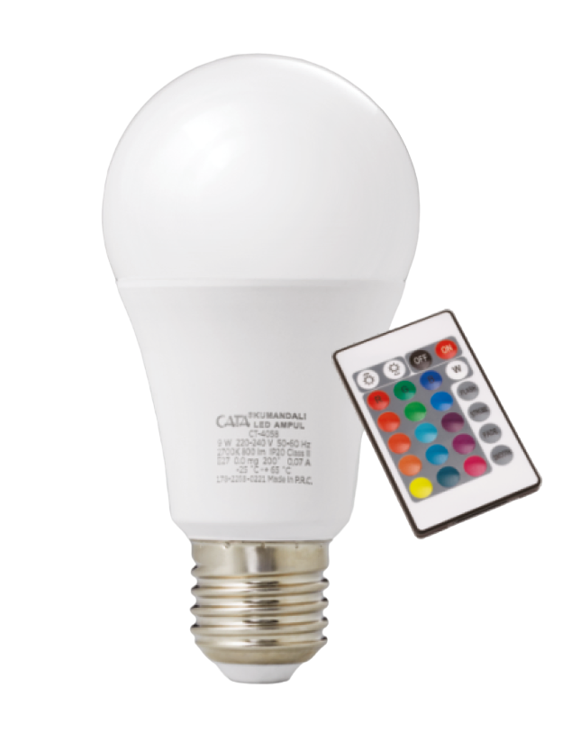 9W RGB AMPUL (UZAKTAN KUMANDALI)(RGB)